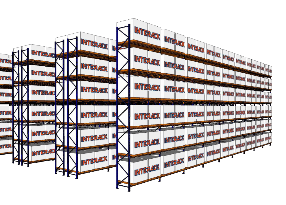 Interack radio shuttle high density racking system 3D render